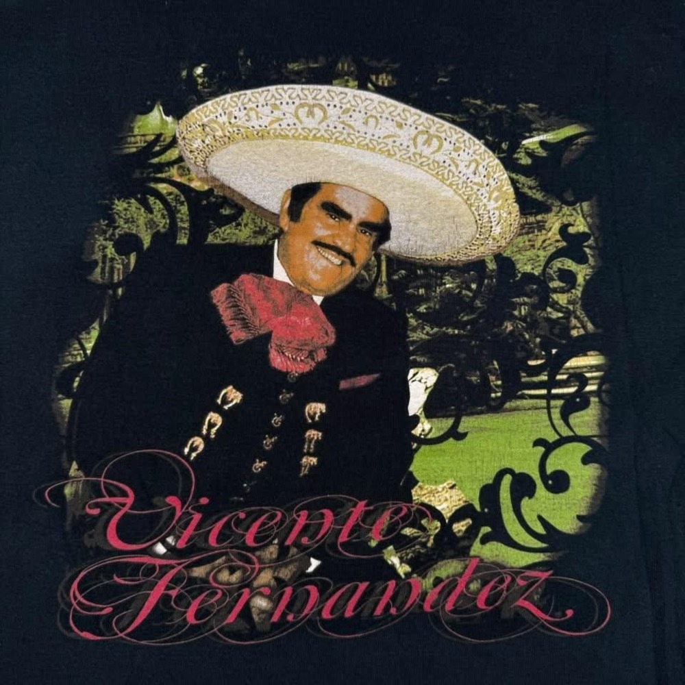 Vintage Vicente Fernandez Graphic T-Shirt Mens 2XL Black Gildan Mexico Mariachi - Picture 3 of 6